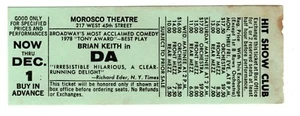 vintage MOROSCO THEATRE TICKET NEW YORK CITY- Brian Keith in DA - Hit Show Club - Picture 1 of 2