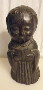 Solid Wood 9 inch Singing Angel, Dark Stain, Asian Eyes - Picture 1 of 7