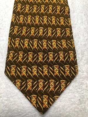 VALENTINO CORBATA HOMBRE MARRÓN CON ORO Y NARANJA 4 X 56 Foto 1 de 4