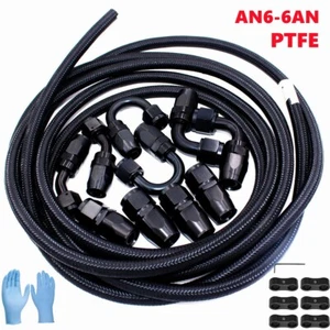 20FTAN6-6ANk Nylon Braided GasPTFE Oil Fuel Line + Swivel End Fitting Hose Kit - Picture 1 of 11