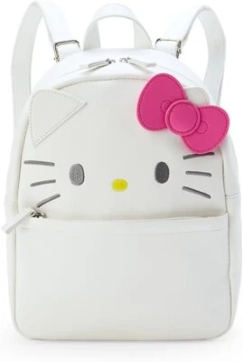 Sanrio Face-shaped Backpack Hello Kitty White PU 9.85in Double Zipper Closure - Изображение 1 из 4