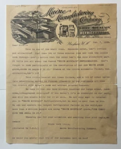 Maine Manufacturing Co 1905 Letterhead White Mountain Refrigerators Nashua, NH - Picture 1 of 3