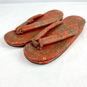 Vintage Japanese Women's Girls Geisha Geta Sandals Zori Shoes Flip Flops - Picture 1 of 10