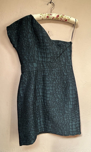 Abito tubino monospalla Moschino economico e chic donna stampa animalier tg 12 verde