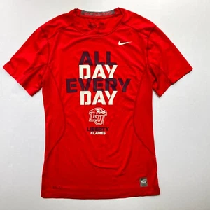 Liberty University T-Shirt NIKE Pro Combat Fitted Mens S Red Flames Compression - Picture 1 of 8