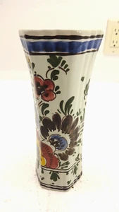 Holland Delfts 739 Handpainted 7-1/2" Floral Porcelain Vase RARE - Picture 1 of 3