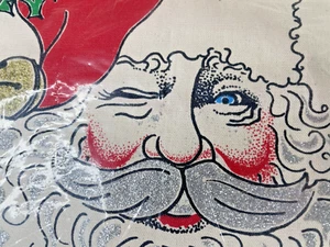Vintage 1980er NOS Weihnachtsschürze Erwachsene Weihnachtsmann Glitzer Full Size Santa - Bild 1 von 6