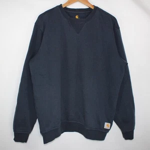 Sudadera Carhartt Cuello Redondo Para Hombre Grande Azul Marino Calce Original Ropa de Trabajo Utilidad - Imagen 1 de 11
