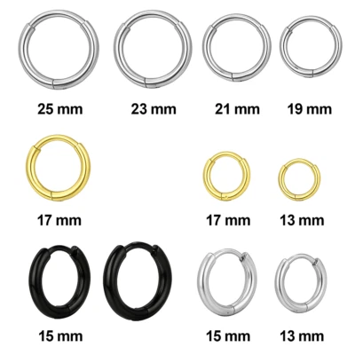 Orecchini a cerchio in acciaio inox cerchietti Uomo / donna diverse Misure lobo - Immagine 1 di 4