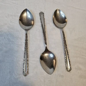 Oneida CHERIE Soup Spoon 6 3/4" Stainless Steel Flatware x3 Round Pointy Floral - Picture 1 of 4