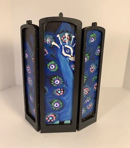 Divisor de habitación a escala 1:12 pantalla pavo real pintado a mano nuevo casa de muñecas miniaturas - Imagen 1 de 7