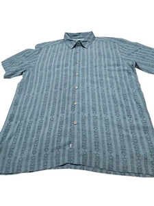 Quicksilver Watermen Button Up Hemd Herren L Blau Tiki Kurzarm Comfort Fit - Bild 1 von 11