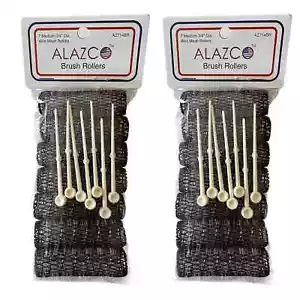 14 Pc Vintage Style Hair Roller Medium BRUSH ROLLERS & PINS Mesh Hair Curlers - Picture 1 of 4