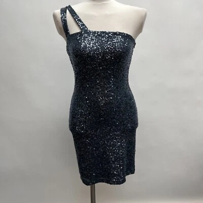Aqua Women's One Strap Dress Small Blue Sequins - Image 1 of 4