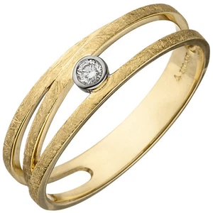 JOBO Damen Ring 585 Gold Gelbgold bicolor eismatt 1 Diamant Brillant Diamantring - Bild 1 von 1