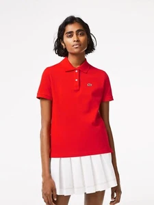 LACOSTE F8330 Red Cotton Supple Petit Piqué Polo T-Shirt Top, Size 40/S - Picture 1 of 9