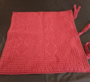 Pottery Barn Hanna Euro Sham Red Quilted with Tie Closure 26"x26" 100% Cotton - Picture 1 of 18