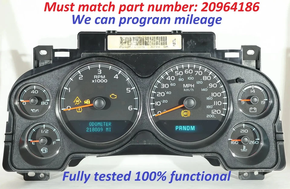 Velocímetro de cuadro de instrumentos GMC Sierra Yukon 10-11 20964186 218 k millas Foto 1 de 1