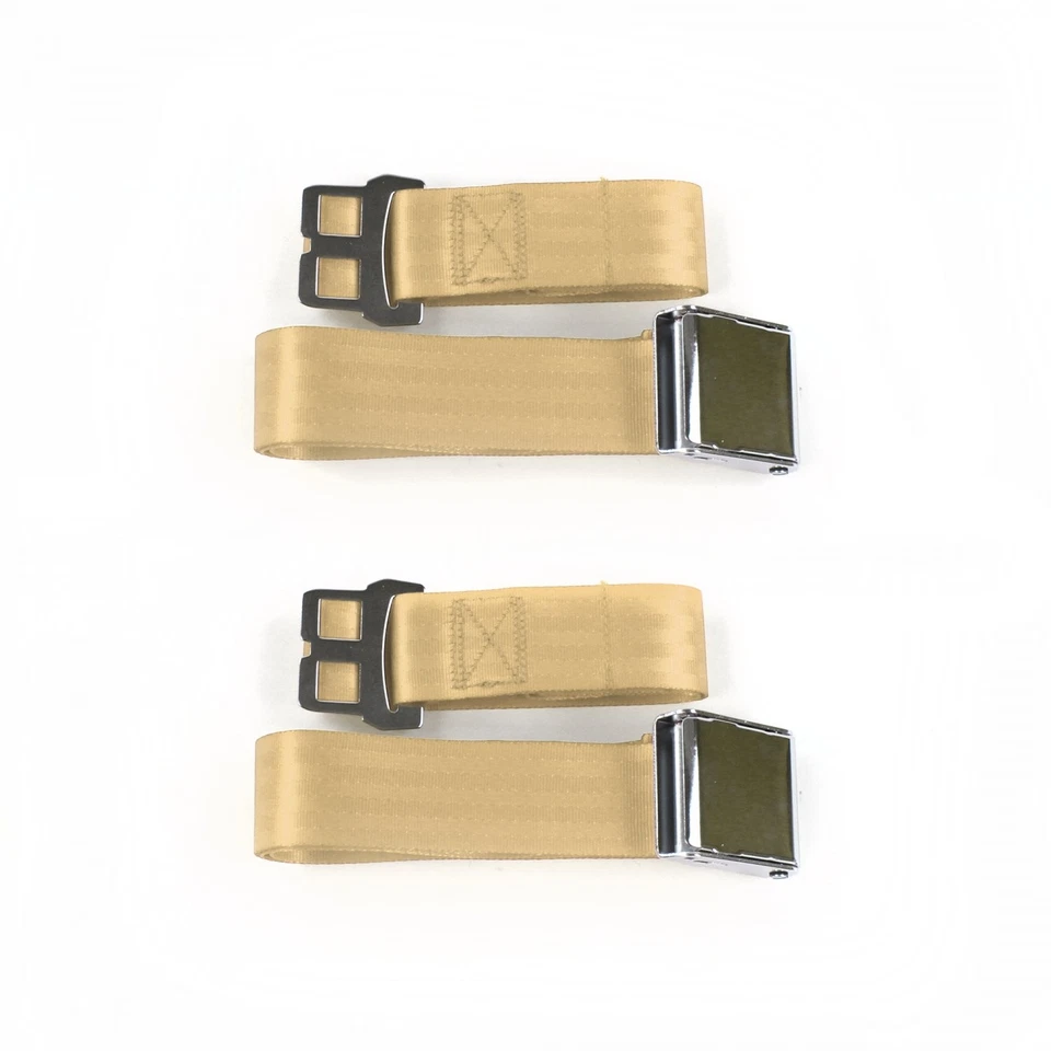 Ford Mustang 1964 - 1966  Airplane 2pt Tan Lap Bucket Seat Belt Kit - 2 Belts   Foto 1 de 1