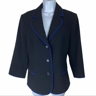 Chaqueta Traje Anne Klein 3 Botones Talla 12 Negro Azul Nueva con Etiquetas Foto 1 de 4