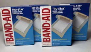 (4 Pack) Band-Aid Tru-Stay Sheer Large Adhesive Pad 10 Pads Each Box 10 x 4" - Picture 1 of 2