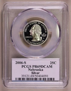 2006-S Nebraska Silver Quarter PCGS PR69DCAM ***RARE ORIGINAL COIN*** - Picture 1 of 4