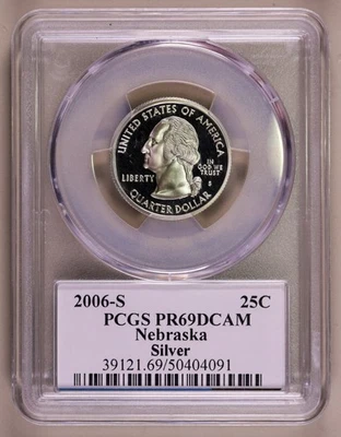 2006-S Nebraska Silver Quarter PCGS PR69DCAM ***RARE ORIGINAL COIN*** - Image 1 of 4