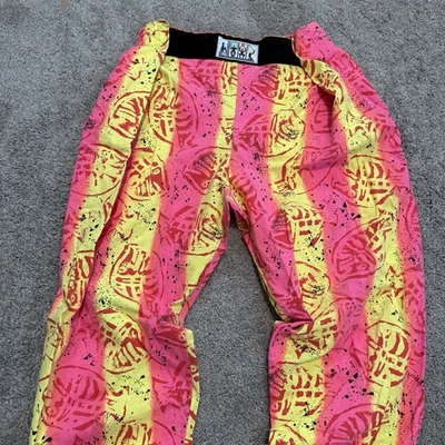 复古 80 年代 90 年代 NEXT Baggy 霓虹亮滑雪雪地降落伞裤弹力 OSFA — 第 1/4 张图片