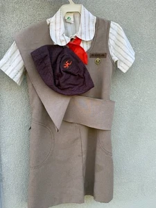 1970s Westchester NY Girl Scout Uniform Dress/Blouse/Sash/Hat * Size 8 - Picture 1 of 7