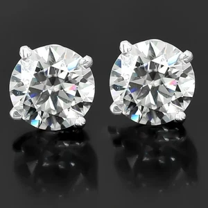 Tachuelas solitarias de diamantes tratados blancos certificados de 9,00 quilates en plata de ley 925 - Imagen 1 de 7