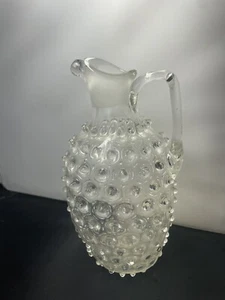 Vintage Hobnail Clear Glass Pitcher Excellent Condition 8.5” Tall - Picture 1 of 6