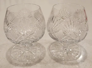 2 WATERFORD CRYSTAL BRANDY LISMORE GOBLETS STARBURST AND LEAVES HOLDS 6 OZS - Picture 1 of 8