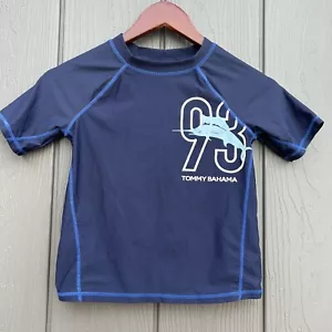 Tommy Bahama Rash Guard Marlin Short Sleeve Boys Size 7 Navy Blue Swimming Top - Picture 1 of 7