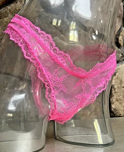 Victoria's Secret Lace High Leg THONG Panty PINK Sz M NWT$18.95 - Picture 1 of 2