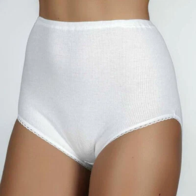 6 Slip culotte donna Moretta, alte in cotone a costine, sgambature pizzo art 44 - Immagine 1 di 3