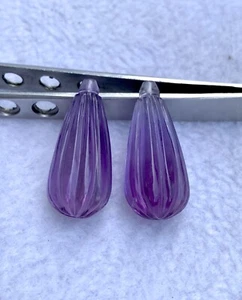 Coppia di intagli di ametista 100% naturale. 69,70CTS colore viola, coppia abbinata. - Foto 1 di 8