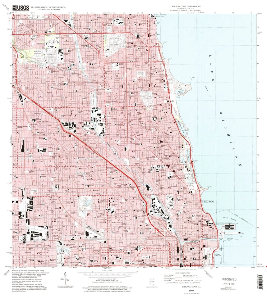 Chicago, IL Loop 1997 Vintage Map Print | Historic City Layout & Iconic Landmark - Image 1 of 1