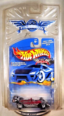 2001 Hot Wheels Final Run 7/12 HOT WHEELS 500 Dark Red w/Real Riders GDYR DD Sp - Image 1 of 4