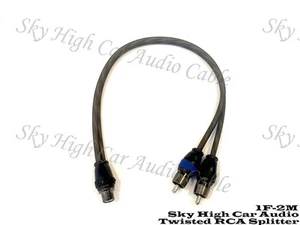 Sky High Car Audio Twisted 2 Male 1 Female RCA Splitter Cables OFC 2M1F - Picture 1 of 1