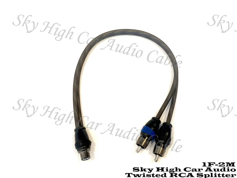 Sky High Car Audio Twisted 2 Male 1 Female RCA Splitter Cables OFC 2M1F