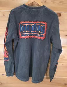 VTG Big Dogs Motorcycles Long Sleeve Shirt Men Large Flame Logo Sleeve Hit - Picture 1 of 11