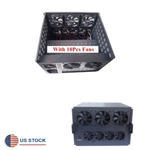 For 6GPU Open Air Mining Miner Frame Rig Coin Graphics Case w/ 10 Fan - Picture 1 of 10