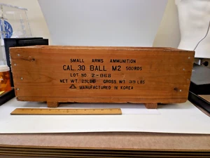 Vintage 30 Caliber Ball Small Arms Ammunition Wood Crate No Lid Man Cave or Desk - Picture 1 of 9