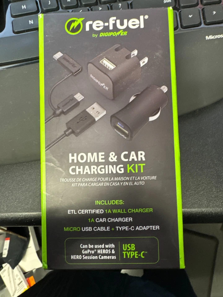 DIGIPOWER RE-FUEL HOME & CAR CHARGING USB TYPE-C All GOPRO HERO 12 11 10 9 8 7 6 - Image 1 of 1