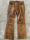 Vtg 50s 60s Leather Geat Patina Tan Pants Zipper