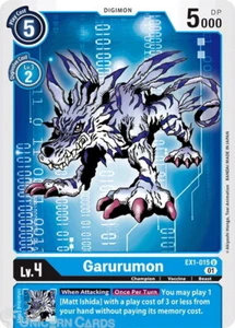 EX1-015 Garurumon Uncommon Mint Digimon Card - Picture 1 of 1