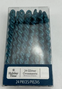 Holiday Time 24 adornos brillantes espiral hielo azul - Imagen 1 de 5