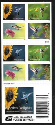 #5845-5848 Hummingbird/Garden Delights (forever) 2024-MNH Bkt Pane of 20 (4diff) - Image 1 of 2