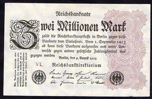 Deutschland Reichsbanknote - Rosenberg 103 a - 2 Millionen Mark aus 1923 - Bild 1 von 1