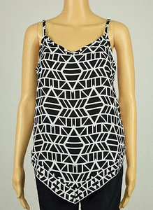 INC International Concepts Womens Black White Handkerchief Top 4 6 8 10 12 14 16 - Picture 1 of 4
